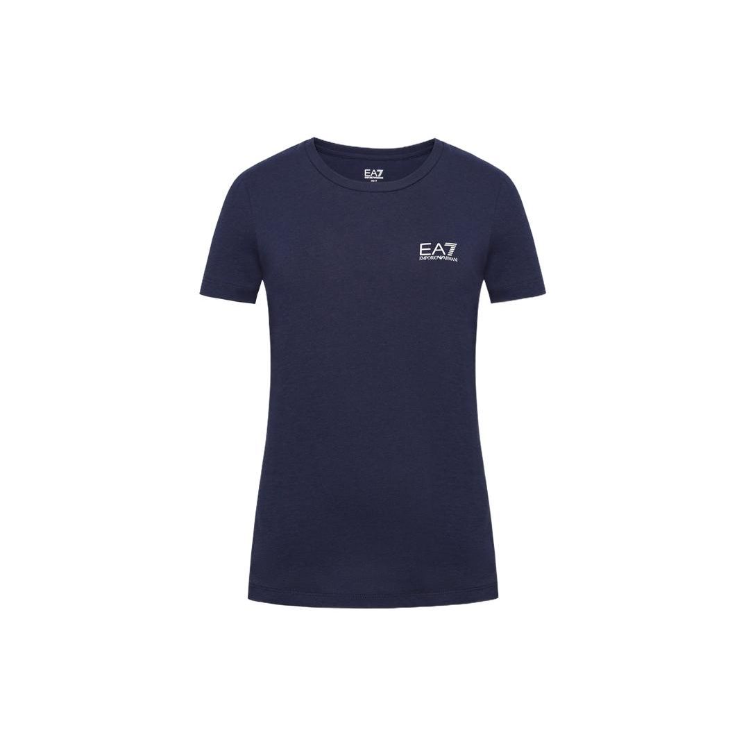 Emporio Armani EA7 Solid Logo Letter Print Short Sleeve T-Shirt Women tops Navy-Blue 3DTTS5-PJ02Z-1554 M