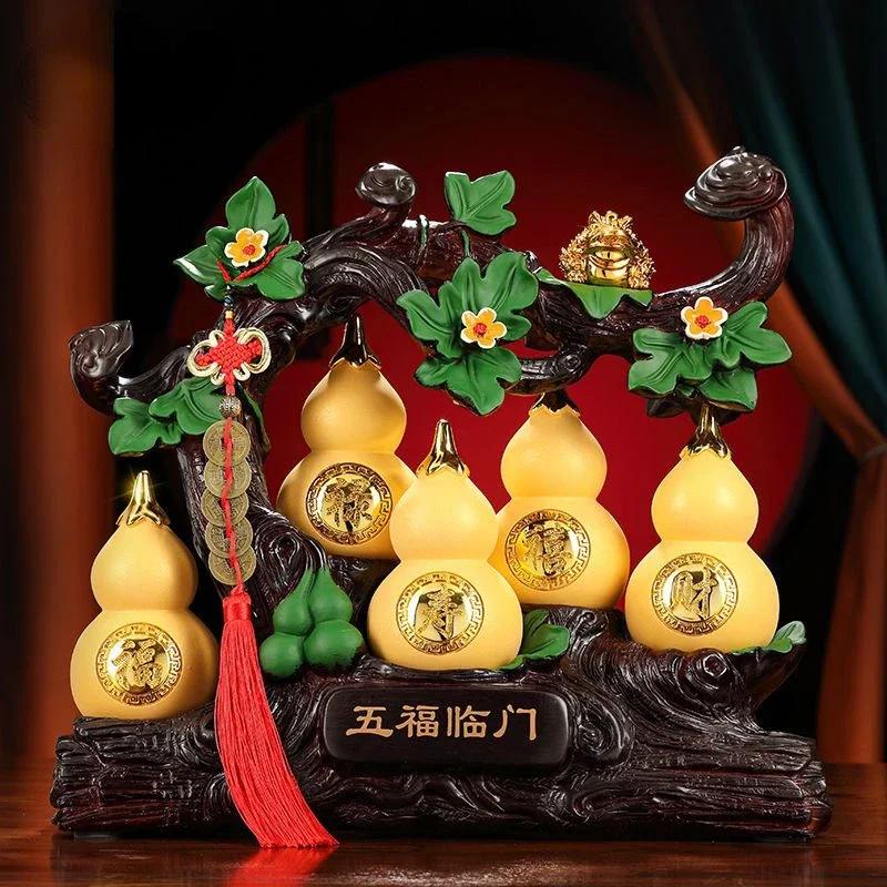 Feng Shui Fortune Gourd Ornaments Living Room Entrance Decor Opening Miniatures Gift