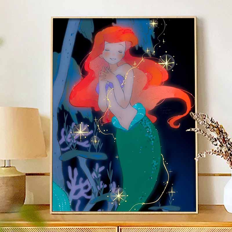 Disney Diamond Painting Set Ariel Mermaid Home Decor Craft, Perfect Handmade DIY Gift Idea