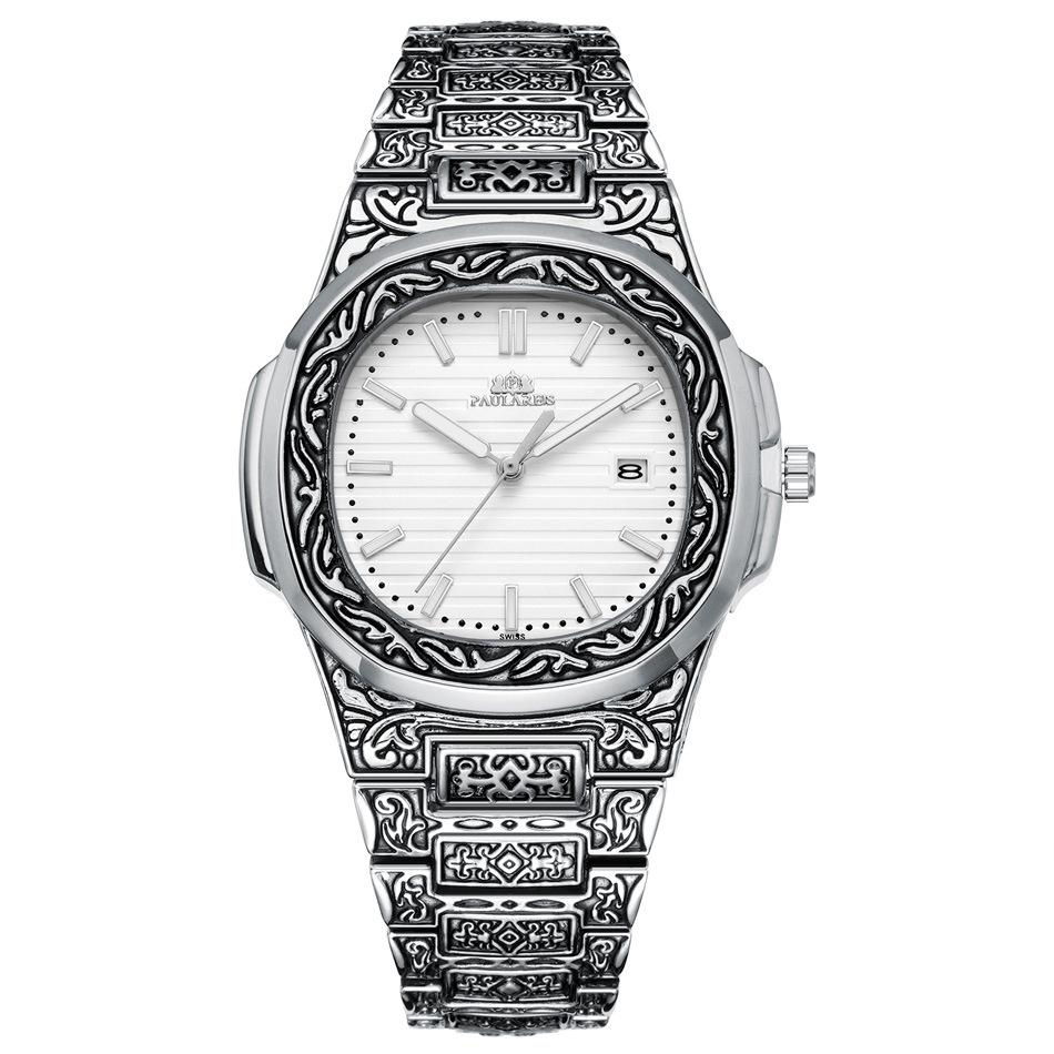 Paulareis Quartz Carved Parrot Calendar Glow Men's Watch QUARTZ WATCH