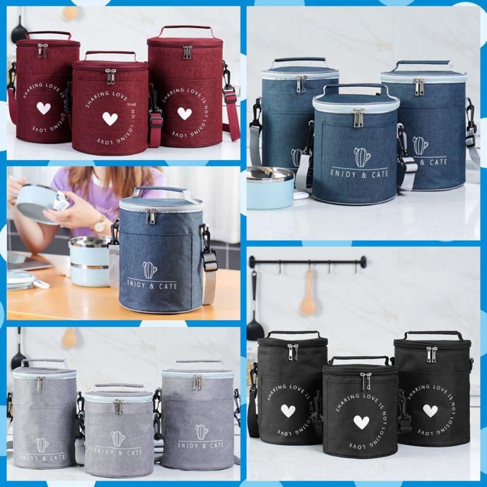 Oxford Cylinder Insulated Lunch Box Bag Aluminum Foil Thermal Bag  with Rice At Work