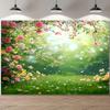 2D frisches grünes Gras Blumen Hintergrund Hochzeit Brautparty Fotografie Hintergrund