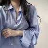 Knopfleiste Langarm Locker Geschnitten Leichte Hemden für Damen Vintage Einfarbig Reverskragen Arbeit Büro Bluse Top