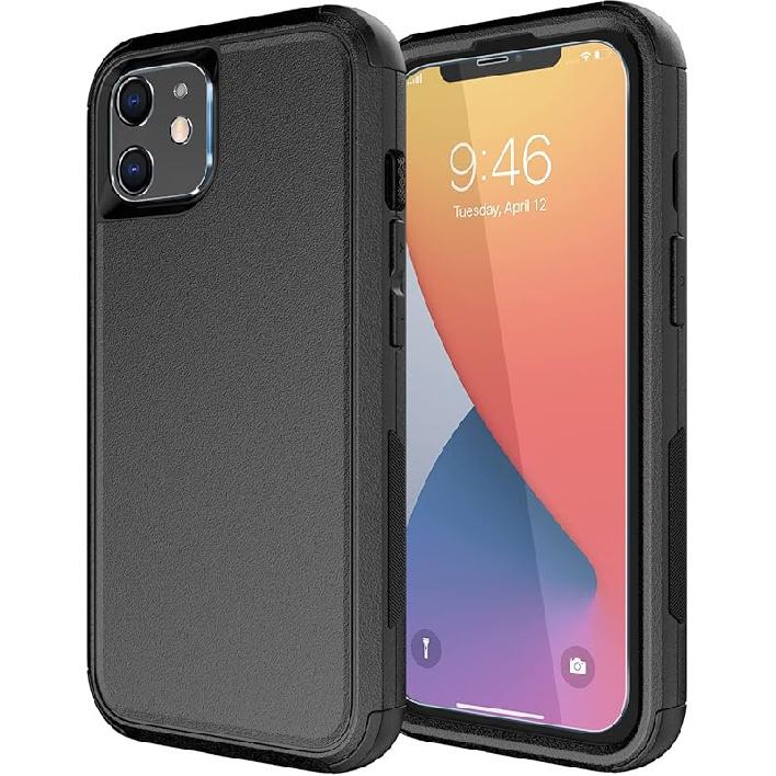 

Diverbox для чохла iPhone 11 [Протиударний] [Захищений від падінь] [Захисне скло для екрана], Чохол для телефону з посиленим захистом для Apple iPhone 11 Black-3in1
