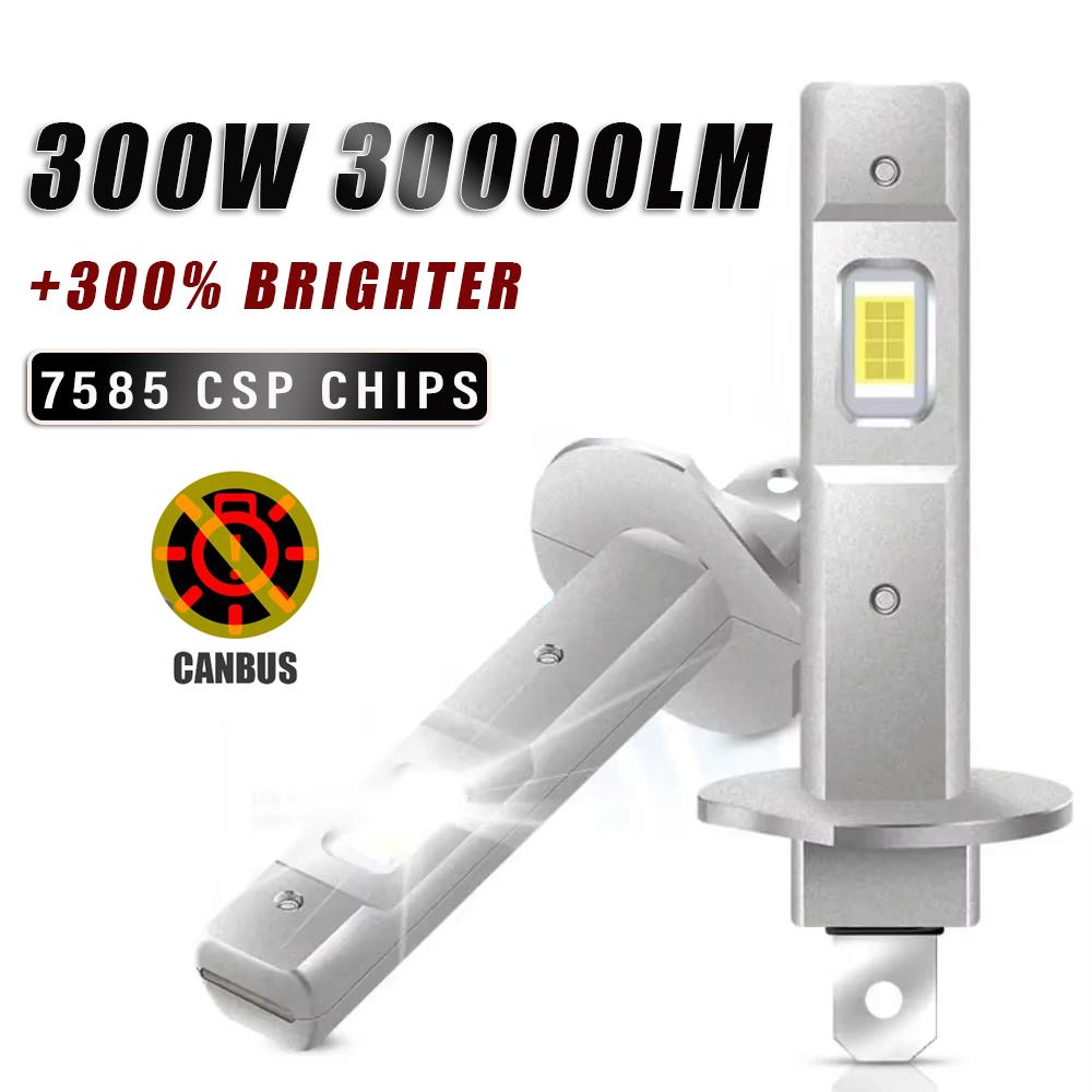 

H1 Led Headlight 300W 30000LM Plug&Play Wireless Fanless Mini Car Bulb 6000K 7585 CSP Chip Canbus Auto Lamp LED Fog Light 12V Plug And Play