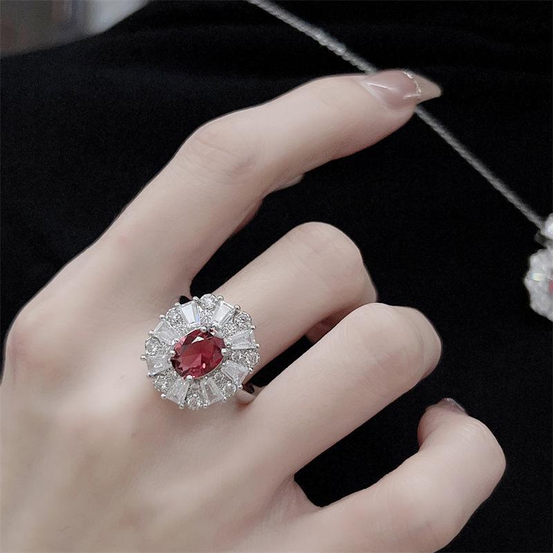 Ruby Gemstone Three-Piece Jewelry Set: Elegant Ring, Necklace, and Earrings with a Versatile, Niche Design.