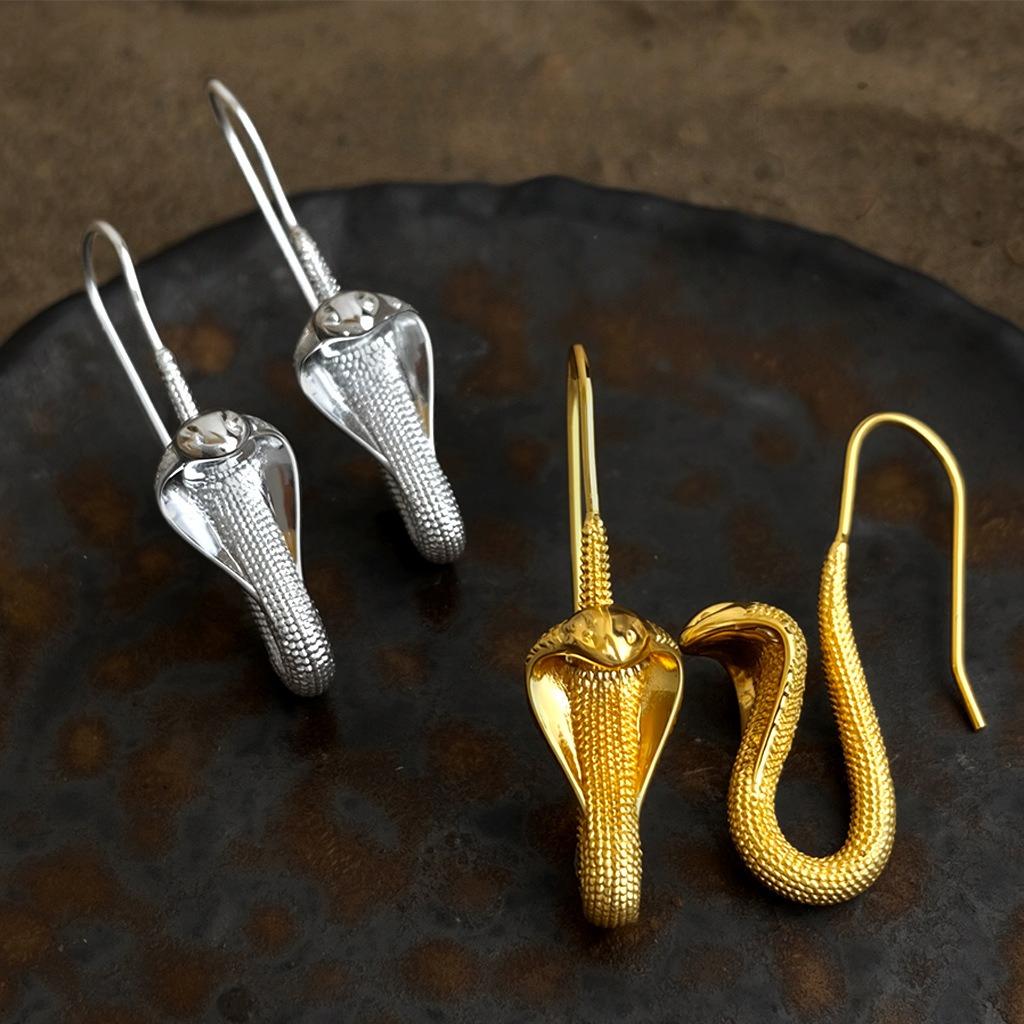 Snake Series~Original Retro Cobra Earrings, Niche Egyptian Style, Personalized, Light Luxury, High-end Earrings