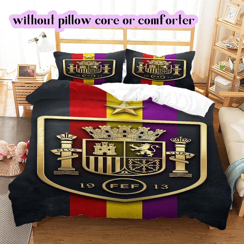 Spain Football Soccer Pattern Bedding,Quilt Set Quilt Cover Pillowcase Home Birthday Gift (1*duvet Cover+2*pillowcase,without Core)