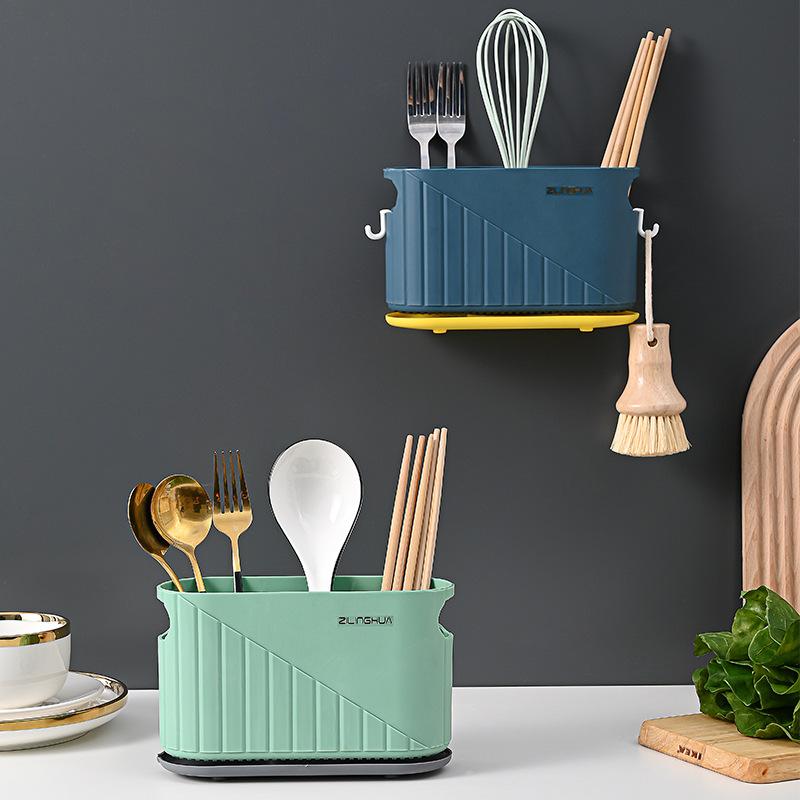 

Home Kitchen Multifunctional Wall Mounted Water Filter Chopstick Shelf синий