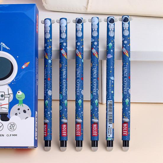 Smazatelná propiska 0,7 mm s černým inkoustem, s měkkým úchopem šetrným k pokožce, roztomilé zvířecí víčka, design s tlačítkem, doplňovatelné tužky, školní potřeby