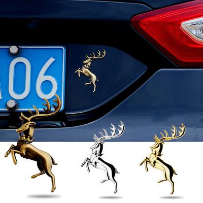 3D Emblem Electroplating Deer Shape Strong Viscosity Rust-proof Fade-resistant Car Decoration Compact Car Body 3D Emblem Badge Decal for Car