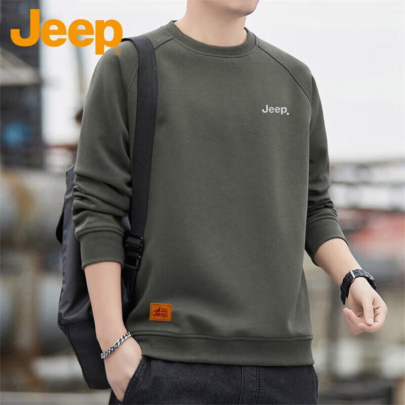 Jeep Men's Casual Long-Sleeve Round Neck Sweatshirt