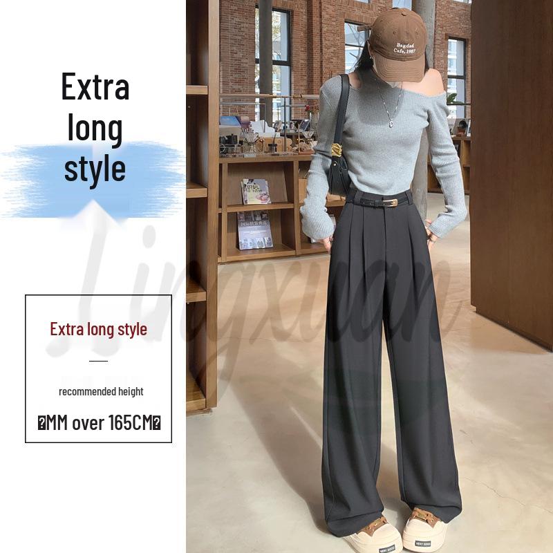 2026 Spring/Summer Women's High-Waisted Slim Wide-Leg Floor-Length Pants
