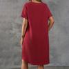 Women's Summer Casual Solid Color Round Neck Short Sleeve Mid-length Loose Dress