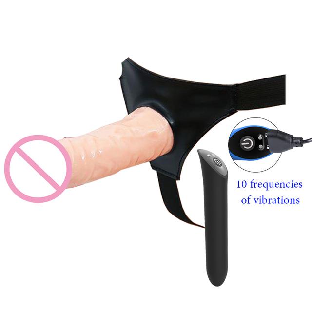 Hollow Dildo na pasku sprawi, że będziesz twardy Dildo big dick Sex zabawki prawdziwy Penis pasy Strapon uprząż dla mężczyzn nakładka na penisa fałszywy kogut