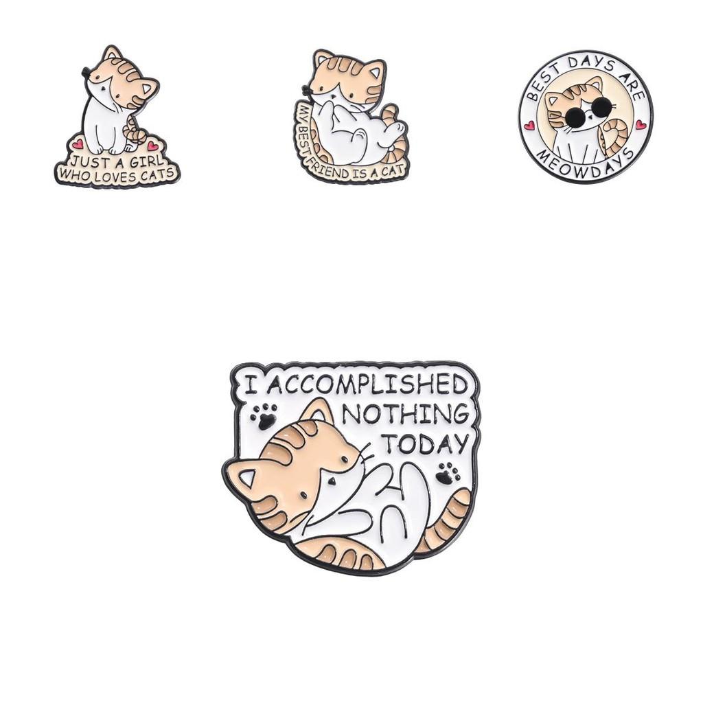 Adorable Cartoon Cat Themed Metal Brooches For Fun Fashionable Accessories For Everyone