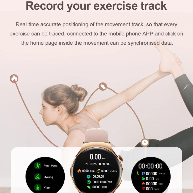 2025 Ny Dame Mote Smartklokke Kvinner AMOLED HD-skjerm GPS Puls Bluetooth-anrop Vanntett Utendørs Smartklokke for Xiaomi