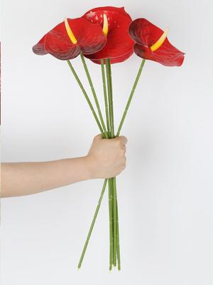 6 Stück Kunststoff-Anthurium-Blume, künstliche Anthurium-Blume, Simulationspflanze, Kunststoff, farbecht, Fotografie, Hochzeit, Requisiten, Dekoration für Zuhause und Wohnzimmer
