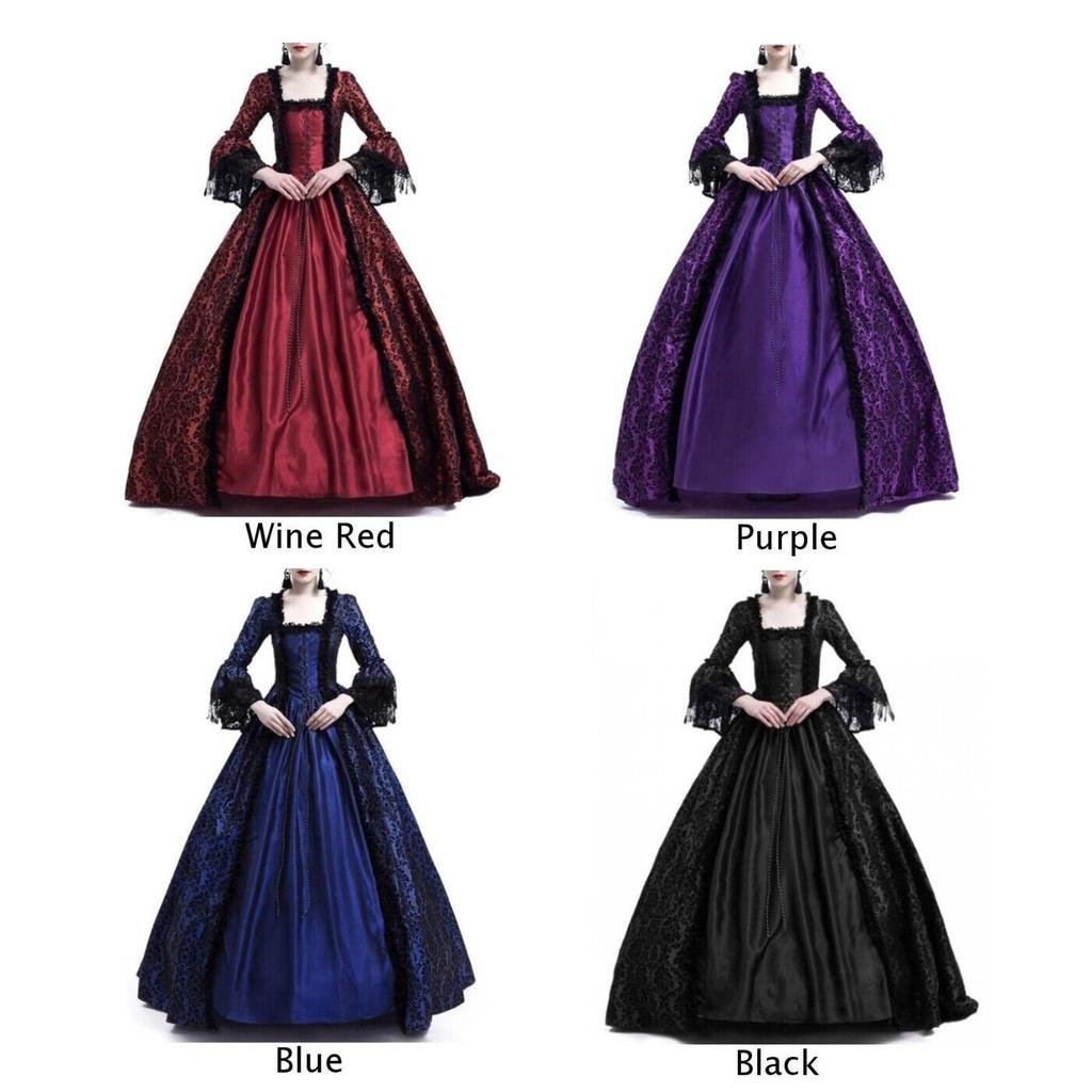 Women Medieval Marie Antoinette Costume Renaissance Gothic Victorian Dress Maxi