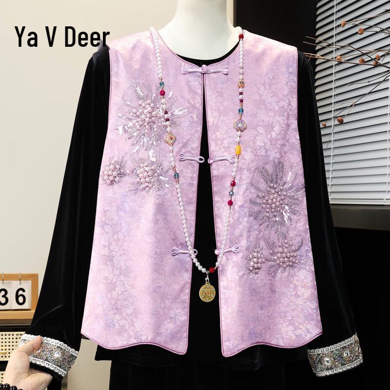 Elegant New Chinese Style Velvet Vest Ensemble XL