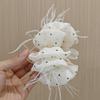 Korean Polka Dot Feather Hair Claw for Women - High-End Mesh Flower Hairpin Accessory