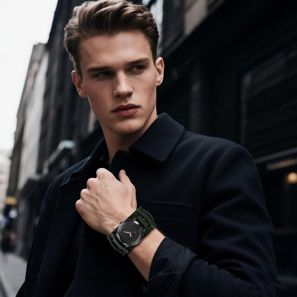 Leather Strap Watch with Antique Rock Punk Waterproof Analog Quartz Watch with Genuine Leather Motorcycle Fashion Watch Perfect Gift for and Day Men's