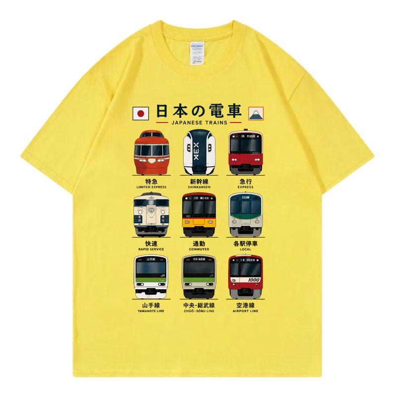 Japanese Tokyo Rail Graphic T Shirts Unisex Unisex Fashion Vintage Short Sleeve TShirts Summer Casual 100Cotton TShirt Streetwear