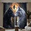 2pcs Thermal Insulating Blackout Curtains - Wolf Design Window Drapes with Dark Background, Light Blocking & Energy Efficient Wi