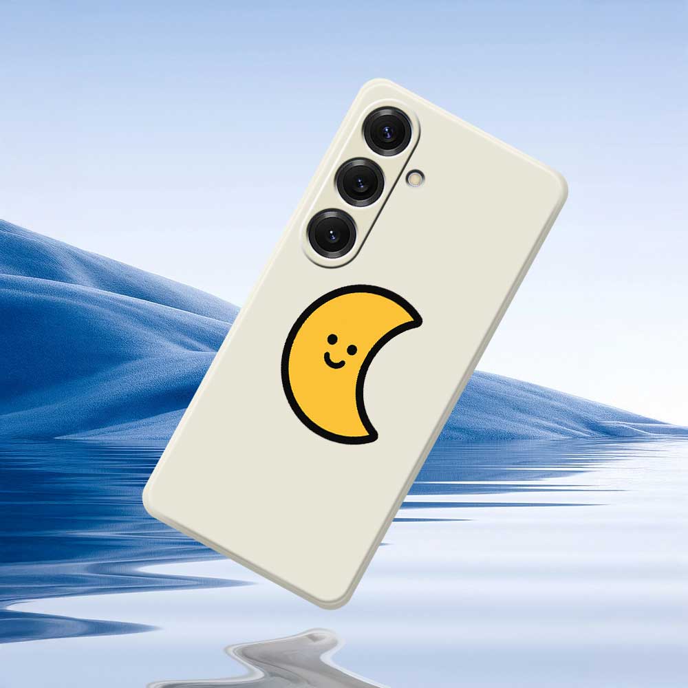 For Samsung Galaxy S25 Case Yellow Moon Pattern Printing Straight Edge TPU Phone Back Cover