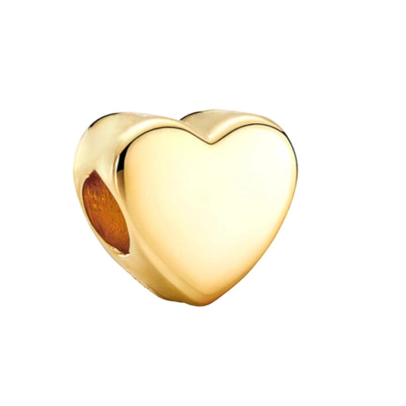 

New Miniso Sparking Gold Plated Heart Charm Beads Dangle Genuine Fit Real Copper Bracelet Necklace Beads For Diy Fine Jewelry Women Gift Choice