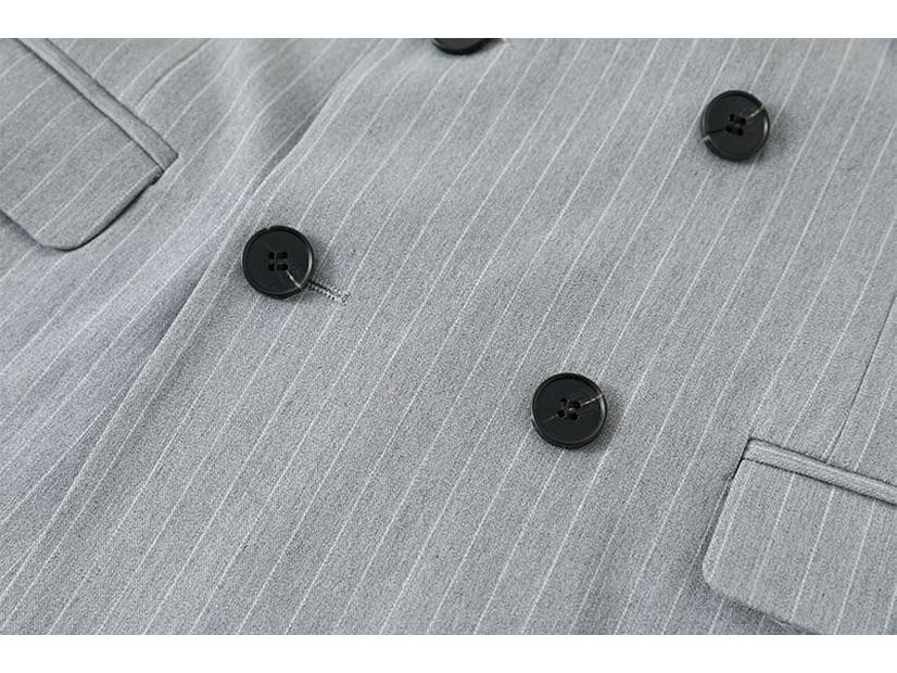 Herren Slim Fit Gestreifter Zweireiher Anzug - Lässig, Hochzeit, Geschäftlich, Übergröße, Koreanischer Stil