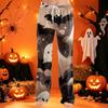 Women's Pants with Drawstring and Halloween Print for Casual Sleepwear