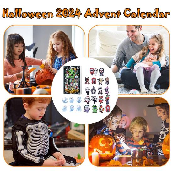 Halloween Adventskalender 24 Mini Harz Gruselige Puppe Halloween Countdown Kalender Sammelfiguren Horrorfilm für Kinder