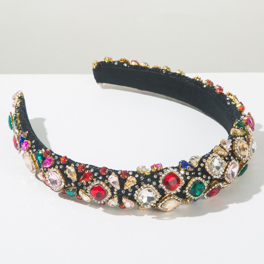 Barokowe Opaski na Głowę z Pełnymi Diamentami Błyszcząca Kolorowa Diamentowa Opaska do Włosów Akcesoria do Włosów Damska Opaska Party Opaska Obręcz Nakrycie Głowy Dziewczęce Nowe