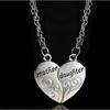 2pcs Antique Silver-plated Necklace Fashionable Mother Daughter Combination For Love Parent Child Style Jewelry