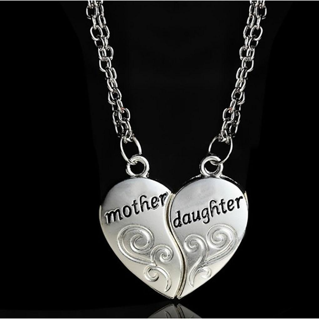 2pcs Antique Silver-plated Necklace Fashionable Mother Daughter Combination For Love Parent Child Style Jewelry
