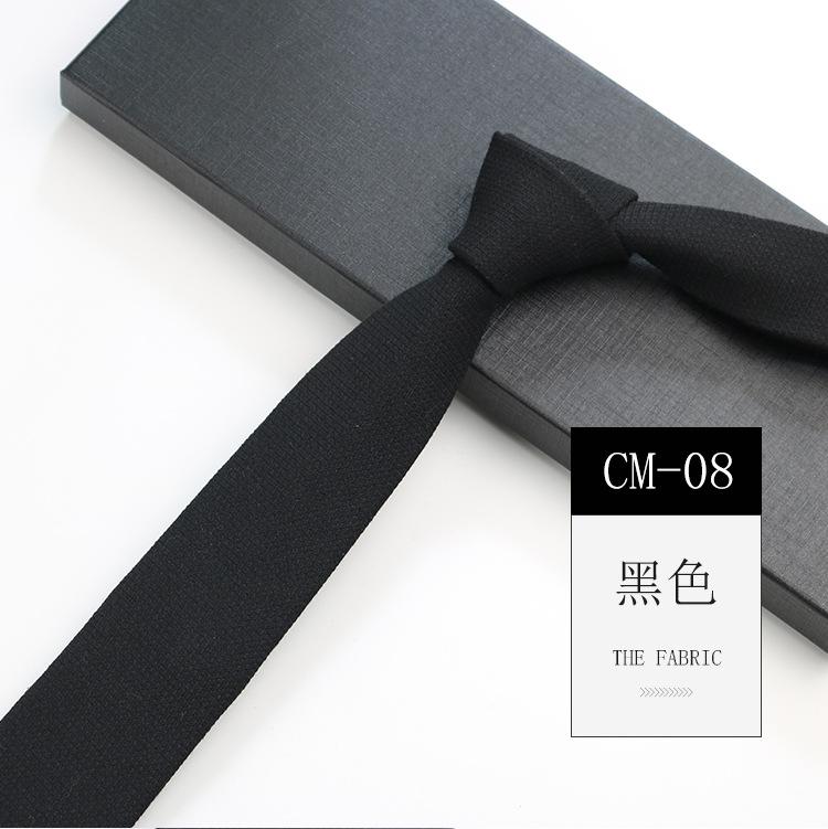 Men'S Tie Narrow 6Cm Hand-Made Cotton Casual Professional Shirt Literary And Simple Women'S College Pure Black Tie