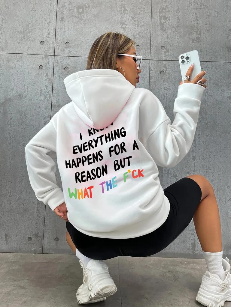 Women's hoodie fashion clothing slogan print Kangaroo pocket draw rope letter print hoodie High quality sports hoodie