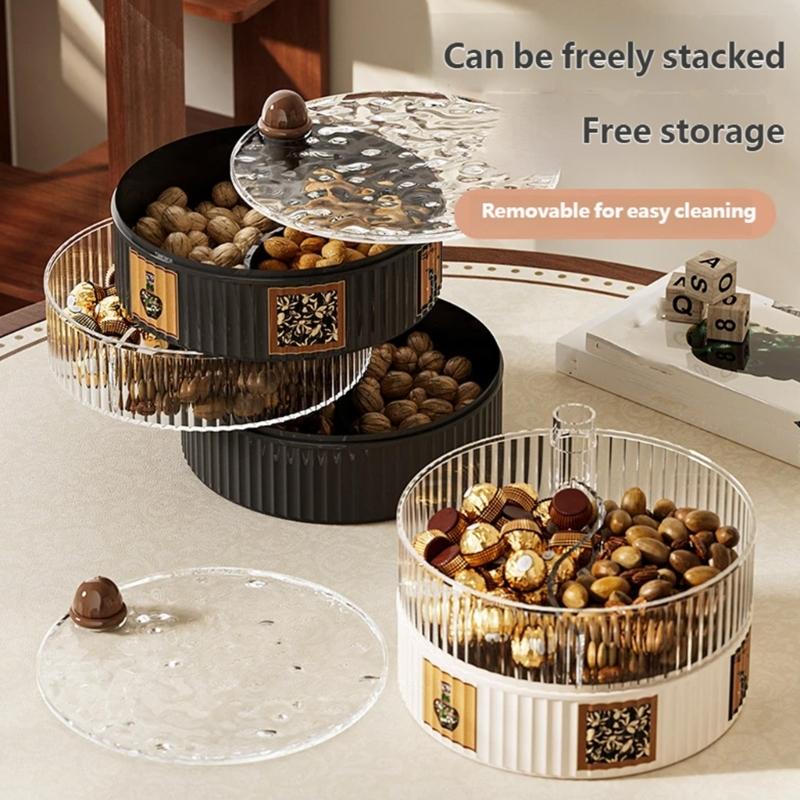Clear Window Food Container for Easy Access to Snacks Fruits Nut Removable Layers Kitchen Storage Organizers
