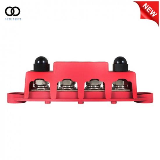 4 Way Terminal Junction Block Busbar 3/8 250 amp 12v with Cover Red