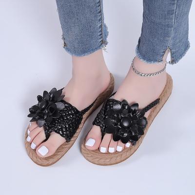 Nya Sommar Dam Stor Storlek Blommig Mode Utomhus Strand Tofflor Sandaler