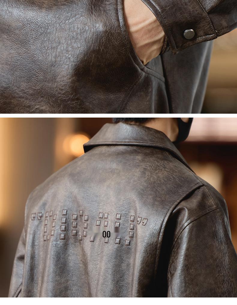 Men's Melanoid Leather Jacket: 2025 Autumn/Winter Trendy Motorcycle Pilot Style