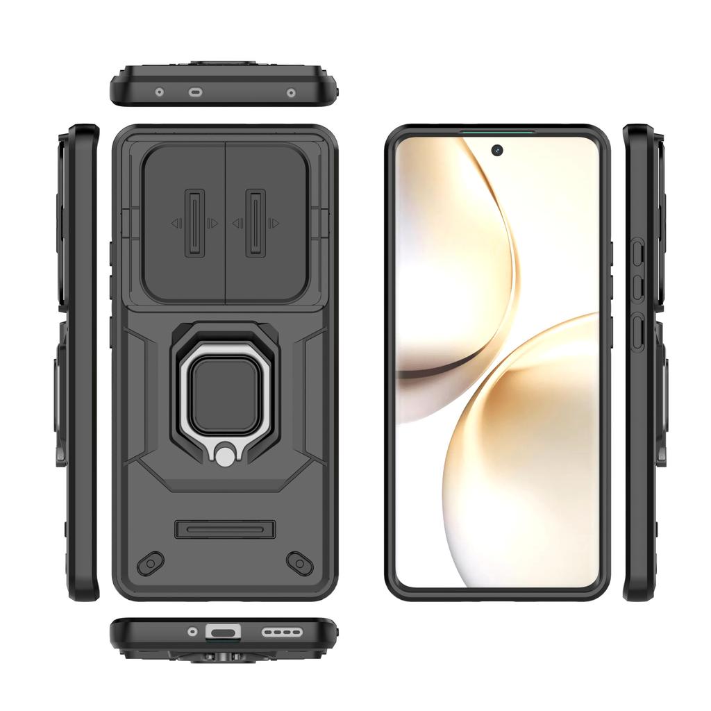 For Realme 14 Pro 5G Case PC + TPU Kickstand Phone Protector with Lens Cover