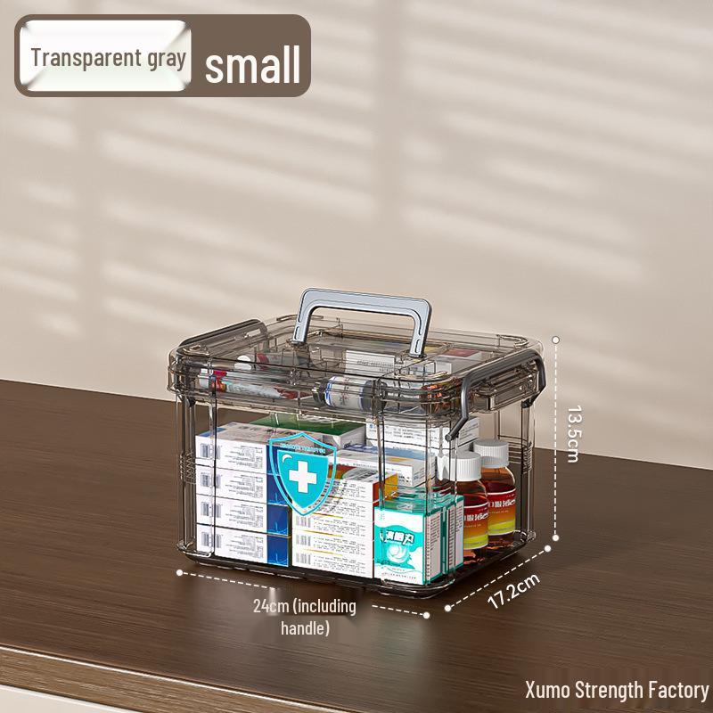 Family Pack Multi-layer Transparent Medicine Storage Box - Portable with Large Capacity
