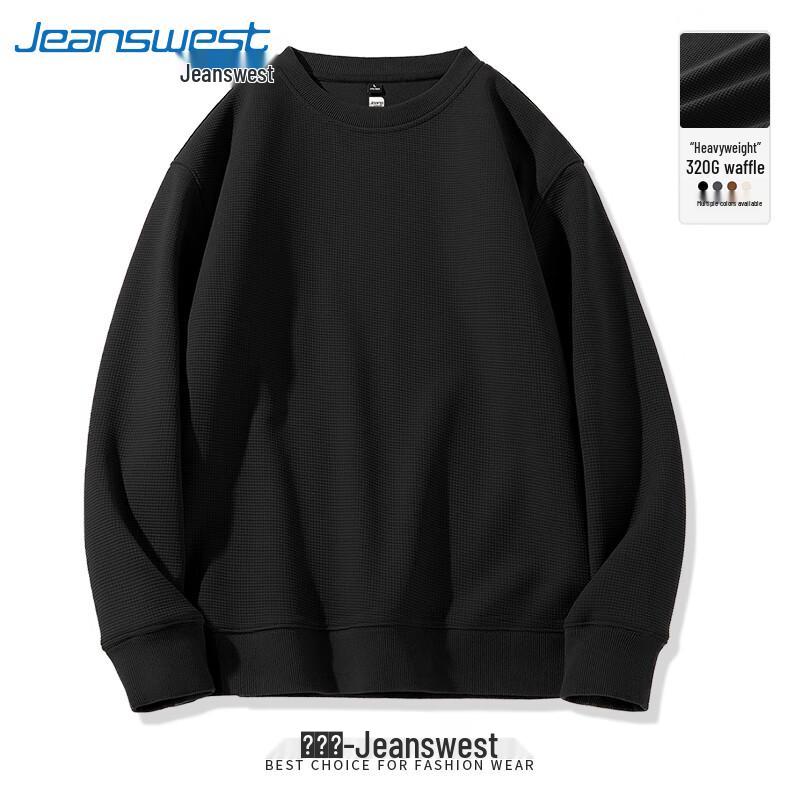 Jeanswest Men's Heavyweight Waffle Knit Crewneck Sweatshirt