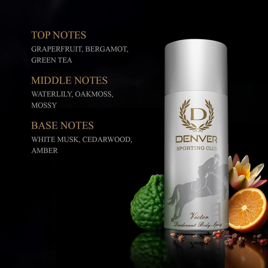 Denver Goal, Champ, Victor 150 ML Each & Volt -165 ML Deodorant For Men, Pack of 4