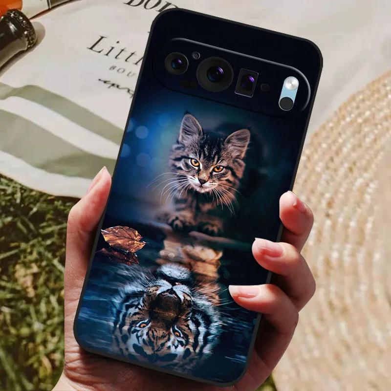 For Google Pixel 9 Pro XL Case Cool Painted Silicone TPU Soft Cover for Googe Pixel 9 9 Pro 8A Cases Black Protective Shells