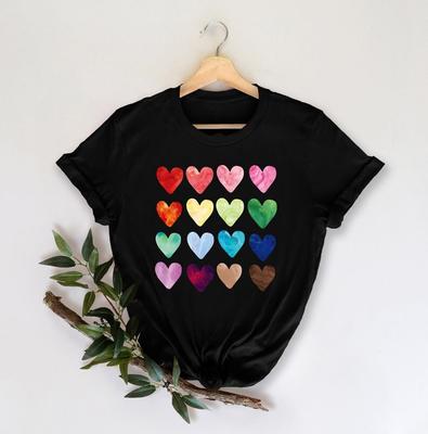 Watercolor Heart Tee, Heart Graphic Tshirt, Watercolor Heart Shirt , Valentin...