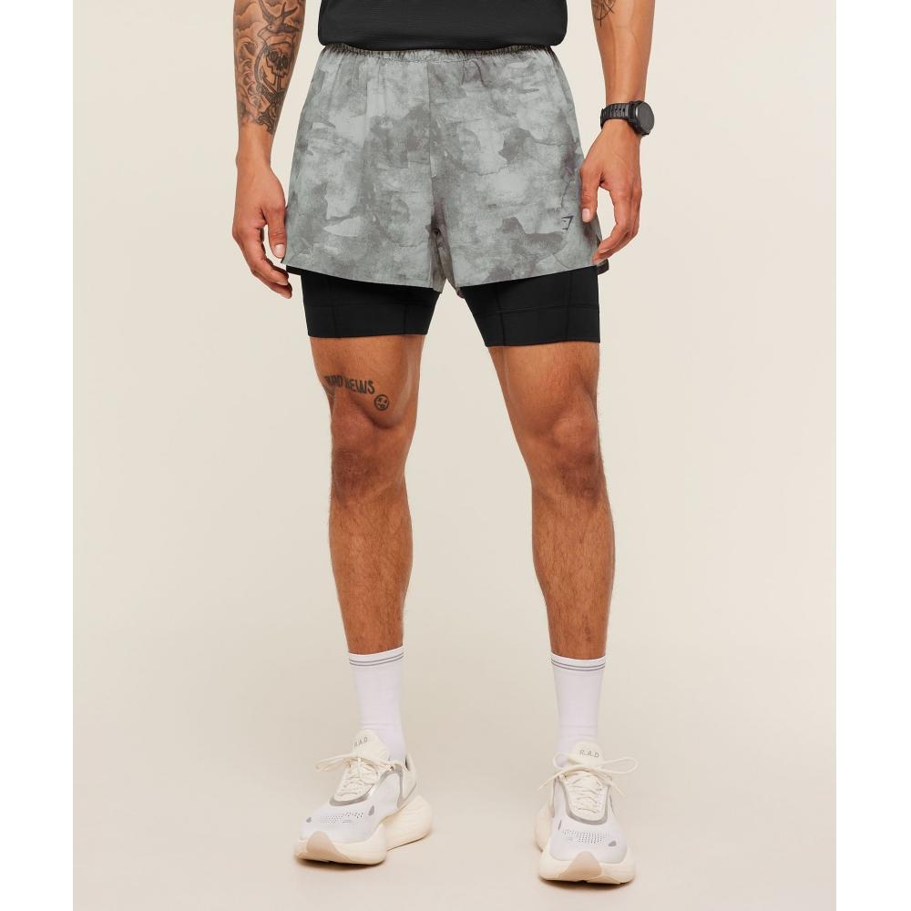 Gymshark RunnIng Elite 2 In 1 5  Shorts Smokey Grey Black A1c9z Gdjj