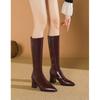 But Knee Boots Women's 2024 New Autumn and Winter High Heel Slim Long Boots Pointed Thick Heel Fashion High Leather Boots